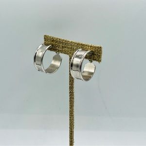 Vintage NAPIER silver tone clip on hoop earrings wide classic 1990s